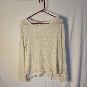 Women Aeroostle Blouse Size Large White with Gold Sparkles -- ITEM #1682